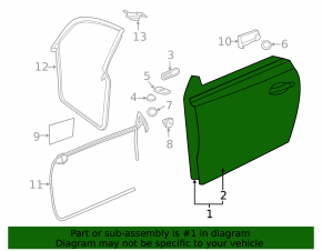 Bare front right door for a VW Beetle 12-19