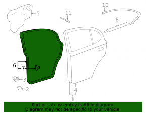 Door seal rear right Lexus IS250 IS350 06-13