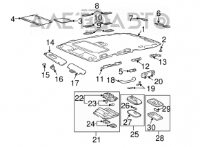 Main right visor for Lexus GX470 03-09, gray, without hook