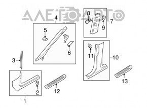 Upper center pillar trim left belt Audi Q5 80A 18-24 beige, worn, needs cleaning