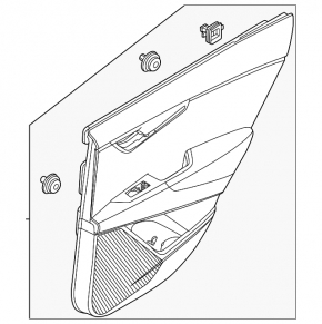 Rear left door panel for Kia Niro 23-24 HEV, black, dark gray cloth armrest, chrome molding, with handle, scratches