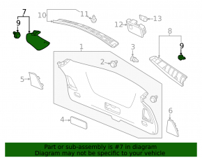 Right tailgate trim Acura MDX 14-20 gray, scratches