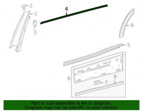 Upper rear left door molding for Mercedes X247 GLB 20-26, chrome, with glass seal