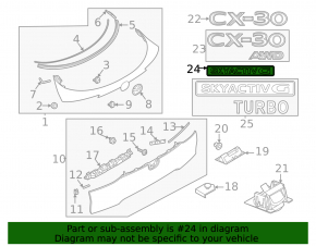 Mazda CX-30 2020 SKYACTIV G emblem on the trunk door, broken guides