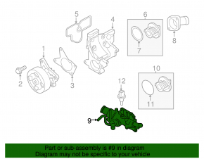 Thermostat housing Nissan Sentra 13-19 1.8 plastic