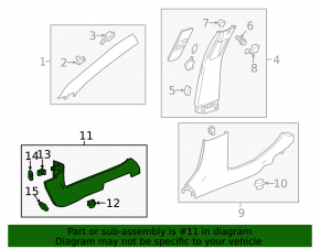 Door sill trim front left Chevrolet Impala 14-20 gray