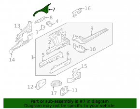 Front fender bracket left Mini Cooper F56 2d 14-24 inner