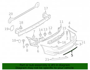 Rear bumper molding central BMW 5 G30 17-20