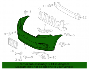 Front bumper bare Toyota Highlander 11-13