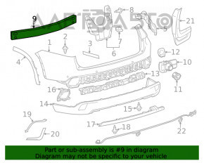 Rear bumper reinforcement Toyota Highlander 14-19