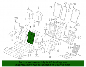BMW 3 Series F30 12-18 2nd row seat upholstery, upper right, black leather
