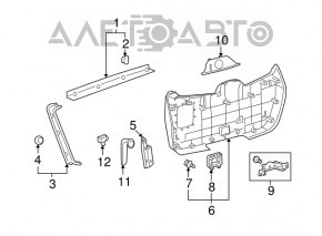 Upper trunk door trim Toyota Highlander 08-13 gray