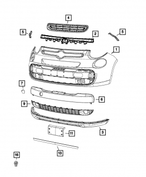 Front bumper mount left Fiat 500L 14-17