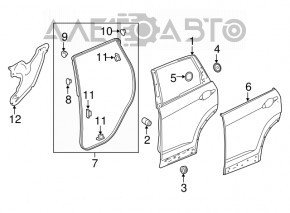 Rear left door seal Honda CRV 17-22