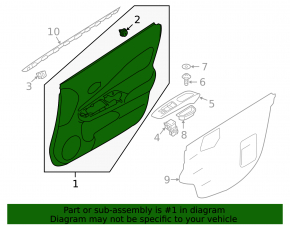 Door trim card front left Nissan Versa Note 13-19 black