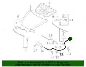 Mazda6 09-13 Hood Release Cable