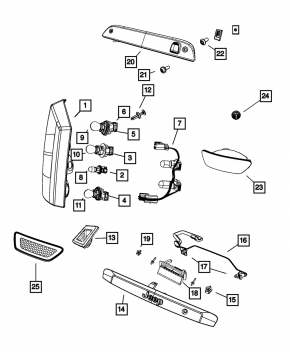 Tailgate Molding with Light and Handle Jeep Patriot 11-17 Structure