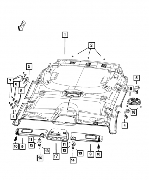 Right visor Jeep Cherokee KL 14-18 gray, without hook