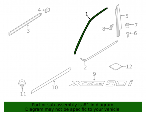 Upper front right door molding BMW X3 G01 18-24 chrome