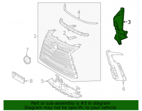 Lower right headlight mount for Lexus LX 22-26