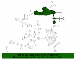 Upper rear left control arm Honda Crosstour 10-15 Fwd, Awd, Coupe