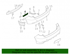 Rear bumper mount right on the wing Subaru Impreza WRX GH 08-11 5d