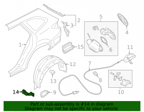 Subaru Outback 15-19 rear right mudguard on fender liner