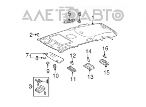 Front light for Toyota Highlander 2008-2013, gray, under the sunroof