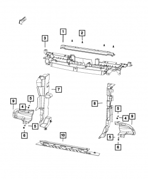Left radiator deflector for Jeep Cherokee KL 19-23 3.2