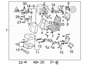 Lexus RX350 RX450h 10-12 passenger seat without airbag, electric, gray leather