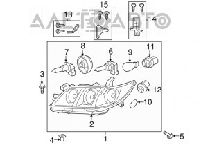 Left front headlight for Toyota Camry v40 07-09, bare halogen, polished