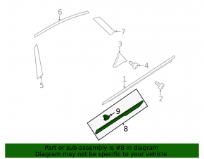 Lower rear right door trim for Hyundai Sonata 11-15 hybrid chrome
