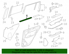 Glass seal inside rear right door Mercedes GLS-class X166 13-19 front