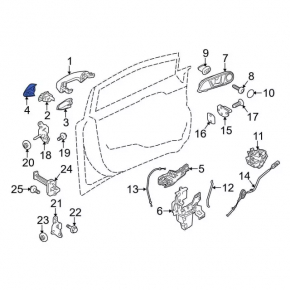 Plug outer handle front left Ford Fiesta 11-19