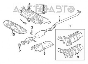 Exhaust line catalytic converter Mazda 3 14-16 BM