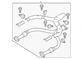 Exhaust line middle part front Infiniti Q50 14- sawed off stud