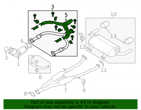 Exhaust line middle part front Infiniti Q50 14- sawed off stud