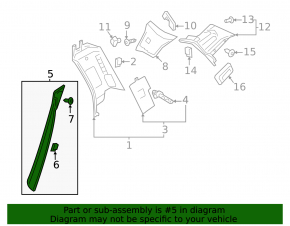 Volvo XC90 16-23 black lower right rear pillar trim