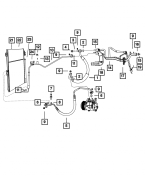 Air conditioner tube heater-condenser second Jeep Grand Cherokee WK2 11-21 3.6