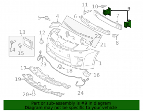 Front bumper reinforcement fang right Toyota Prius 30 10-15