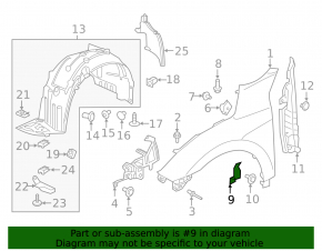Front Left Fender Bracket Honda Insight 19-22