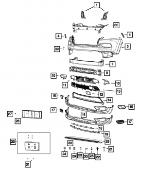 Jeep Cherokee KL 14-18 Front Bumper Cover Bracket