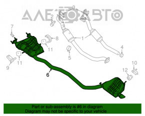 Exhaust line middle part with barrel Dodge Durango 13-18 3.6 under 1 exhaust
