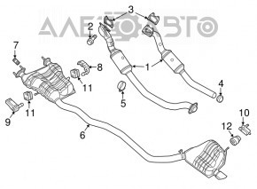 Exhaust line middle part with barrel Dodge Durango 13-18 3.6 under 1 exhaust