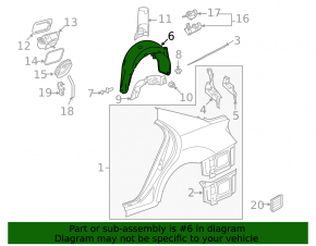 Rear left fender liner for Mercedes S-class W221