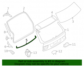 Rubber seal for trunk door central BMW X5 F15 14-18