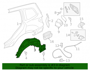 Subaru Forester 14-18 SJ rear right fender liner