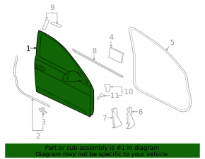Door assembly front left VW Golf 15-