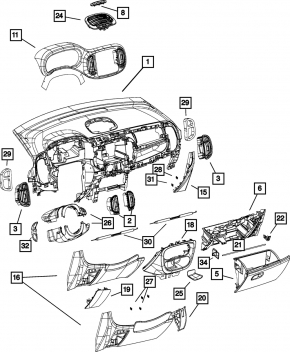 Torpedo front panel without AIRBAG Fiat 500L 14-17 prerest
