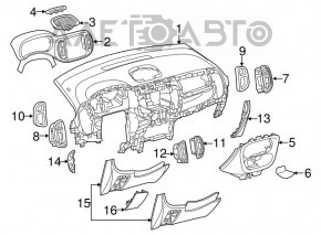 Torpedo front panel without AIRBAG Fiat 500L 14-17 prerest